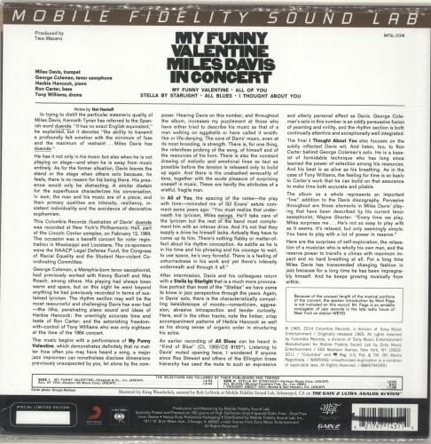 Miles Davis My Funny Valentine - 180gm - Sealed vinyl LP album (LP record) US MDALPMY693160