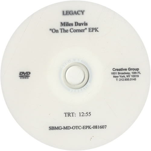 Miles Davis On The Corner EPK promo DVD-R US MDADRON485010