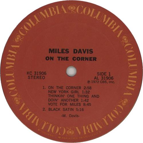 Miles Davis On The Corner vinyl LP album (LP record) US MDALPON660781