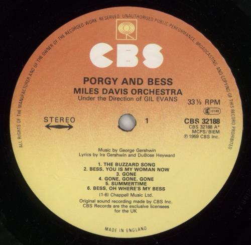Miles Davis Porgy And Bess - Late 70s vinyl LP album (LP record) UK MDALPPO615775