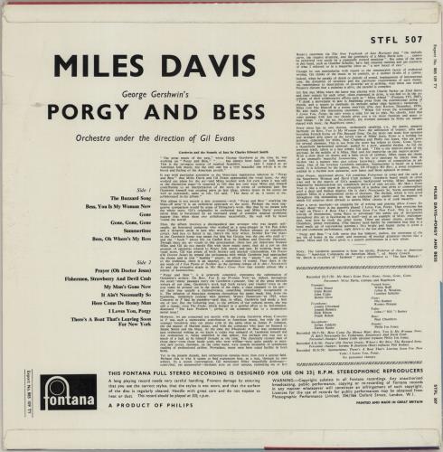 Miles Davis Porgy And Bess vinyl LP album (LP record) UK MDALPPO754118