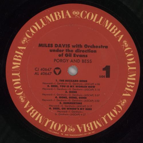 Miles Davis Porgy And Bess vinyl LP album (LP record) US MDALPPO861361