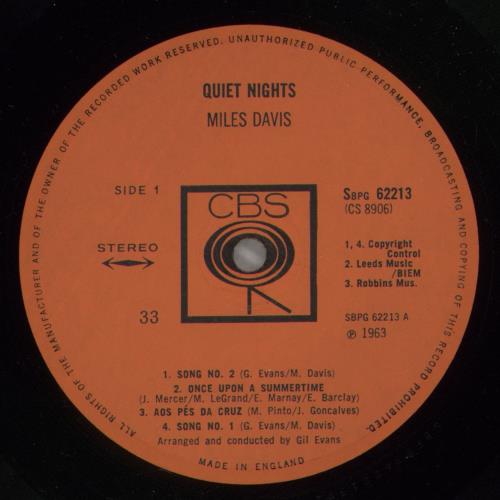 Miles Davis Quiet Nights vinyl LP album (LP record) UK MDALPQU363066
