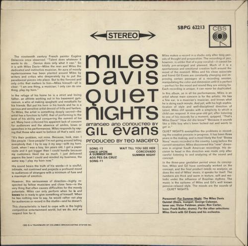 Miles Davis Quiet Nights vinyl LP album (LP record) UK MDALPQU363066