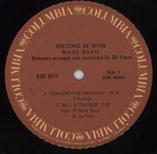 Miles Davis Sketches Of Spain vinyl LP album (LP record) Canadian MDALPSK889275