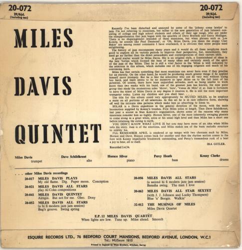 Miles Davis Solar 10" vinyl single (10 inch record) UK MDA10SO742964