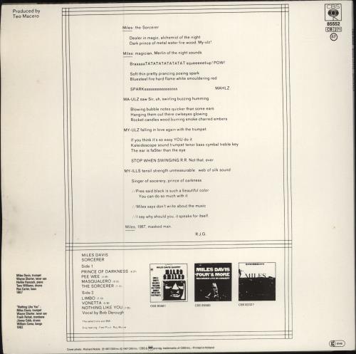 Miles Davis Sorcerer vinyl LP album (LP record) Dutch MDALPSO788131