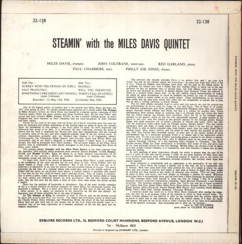 Miles Davis Steamin' With The Miles Davis Quintet vinyl LP album (LP record) UK MDALPST675567