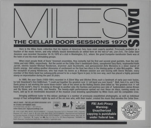 Miles Davis The Cellar Door Sessions 1970 6-CD album set US MDA6CTH460275