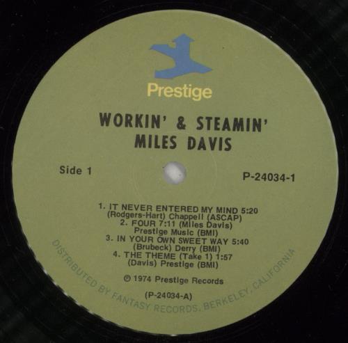 Miles Davis Workin' And Steamin' 2-LP vinyl record set (Double LP Album) US MDA2LWO333698