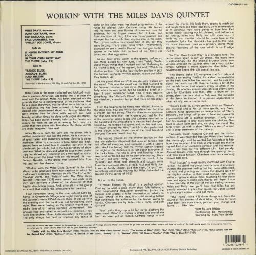 Miles Davis Workin' With The Miles Davis Quintet - stickered shrink vinyl LP album (LP record) US MDALPWO781775
