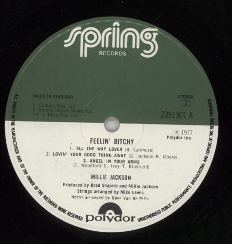 Millie Jackson Feelin' Bitchy vinyl LP album (LP record) UK MLJLPFE542972
