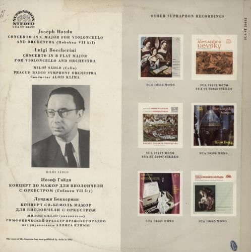 Milo Sdlo Haydn: Cello Concerto / Boccherini: Cello Concerto vinyl LP album (LP record) Czech 22ULPHA760984