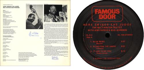 Milt Hinton Here Swings The Judge vinyl LP album (LP record) US MH-LPHE364360