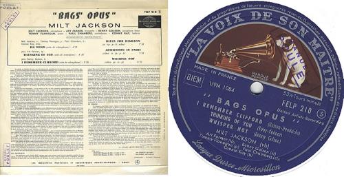 Milt Jackson Bags' Opus vinyl LP album (LP record) French MJ1LPBA374044