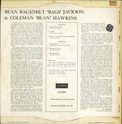 Milt Jackson Bean Bags vinyl LP album (LP record) UK MJ1LPBE446393