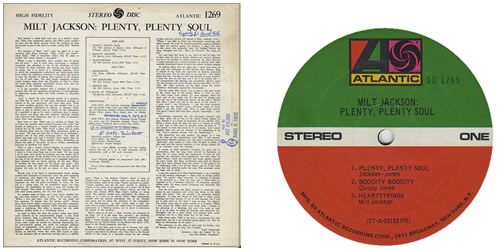Milt Jackson Plenty, Plenty Soul vinyl LP album (LP record) US MJ1LPPL384762