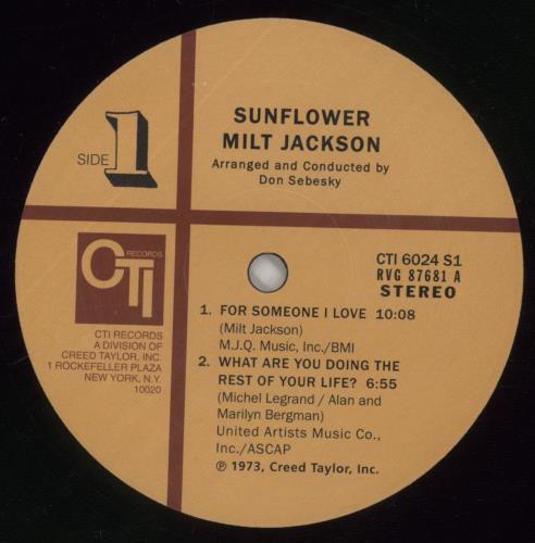Milt Jackson Sunflower vinyl LP album (LP record) UK MJ1LPSU863356