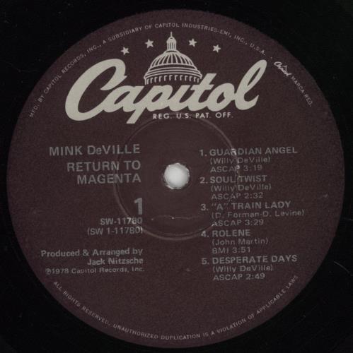 Mink DeVille Return To Magenta vinyl LP album (LP record) US MVLLPRE558207