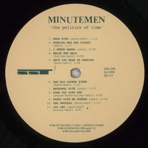 Minutemen The Politics Of Time vinyl LP album (LP record) US MK6LPTH874159