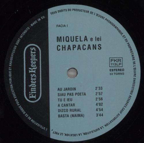 Miquela E Lei Chapacans Miquela E Lei Chapacans vinyl LP album (LP record) UK 856LPMI856997