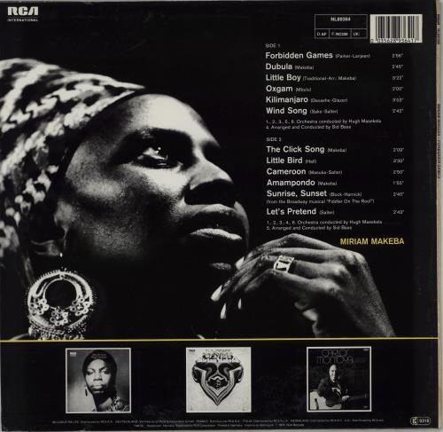 Miriam Makeba Forbidden Games vinyl LP album (LP record) German 4MMLPFO751756