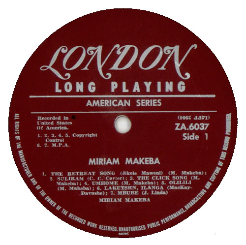 Miriam Makeba Miriam Makeba - 1st vinyl LP album (LP record) South African 4MMLPMI529992
