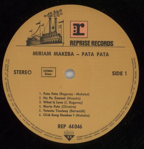 Miriam Makeba Pata Pata vinyl LP album (LP record) German 4MMLPPA517985