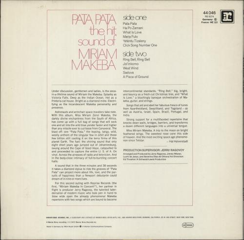 Miriam Makeba Pata Pata vinyl LP album (LP record) German 4MMLPPA517985