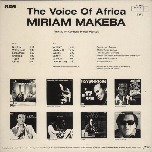 Miriam Makeba The Voice Of Africa vinyl LP album (LP record) German 4MMLPTH876029