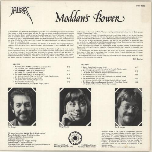Mirk Moddan's Bower vinyl LP album (LP record) UK N67LPMO694619