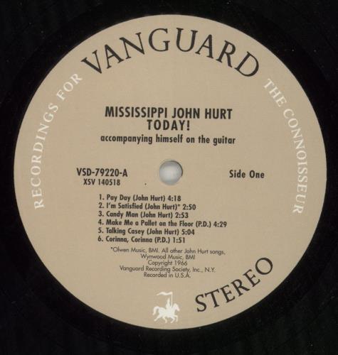 Mississippi John Hurt Today! vinyl LP album (LP record) UK ME1LPTO869072
