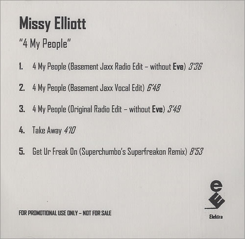 Missy Misdemeanor Elliott 4 My People CD-R acetate UK MSYCRMY486738