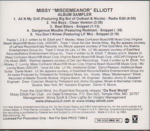 Missy Misdemeanor Elliott Album Sampler CD single (CD5 / 5") US MSYC5AL140236