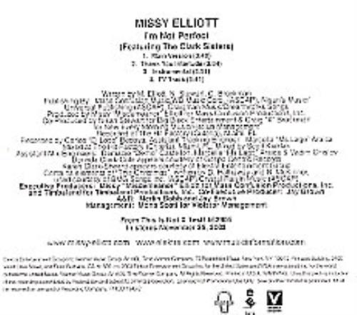 Missy Misdemeanor Elliott I'm Not Perfect CD single (CD5 / 5") US MSYC5IM270722