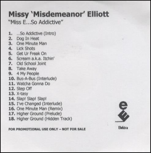 Missy Misdemeanor Elliott Miss E So Addictive CD-R acetate UK MSYCRMI196325