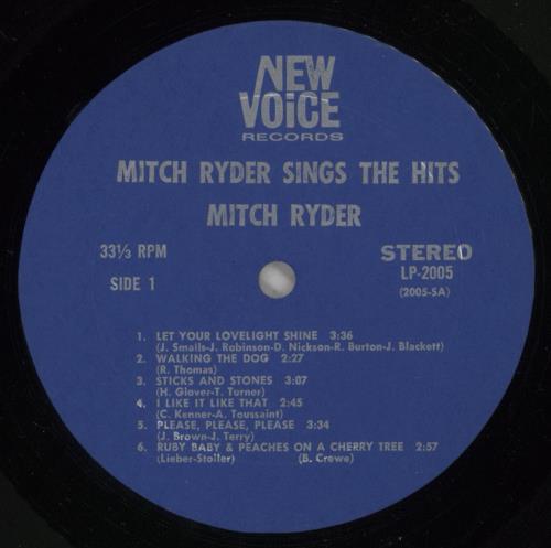 Mitch Ryder Sings The Hits vinyl LP album (LP record) US MR1LPSI872823