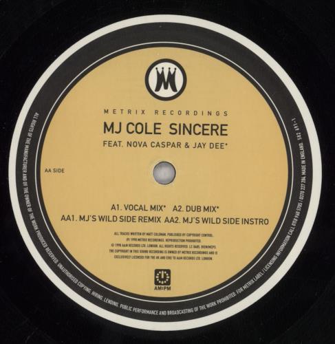 MJ Cole Sincere 12" vinyl single (12 inch record / Maxi-single) UK MJC12SI835799