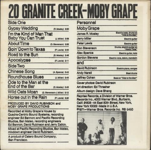 Moby Grape 20 Granite Creek vinyl LP album (LP record) US MBGLPGR392095