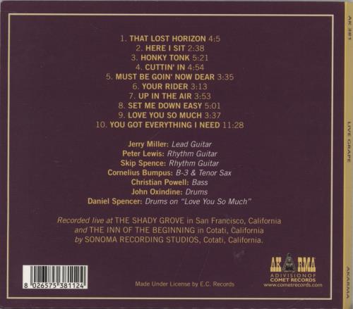 Moby Grape Live Grape CD album (CDLP) Italian MBGCDLI870519