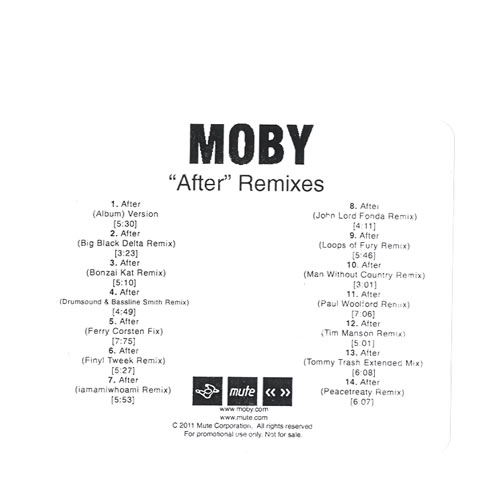 Moby After Remixes CD-R acetate US MBYCRAF550935