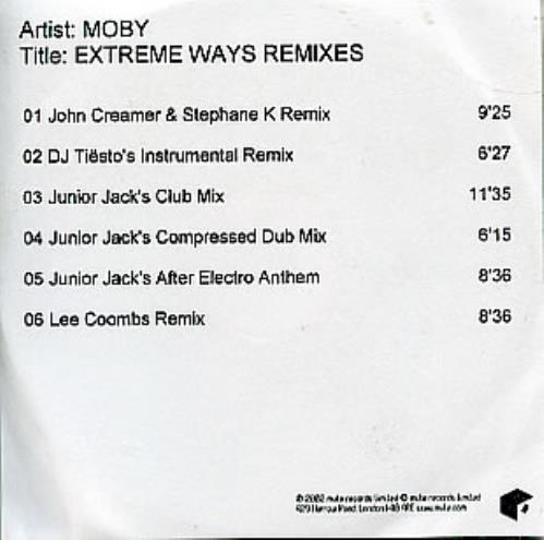 Moby Extreme Ways CD-R acetate UK MBYCREX224146