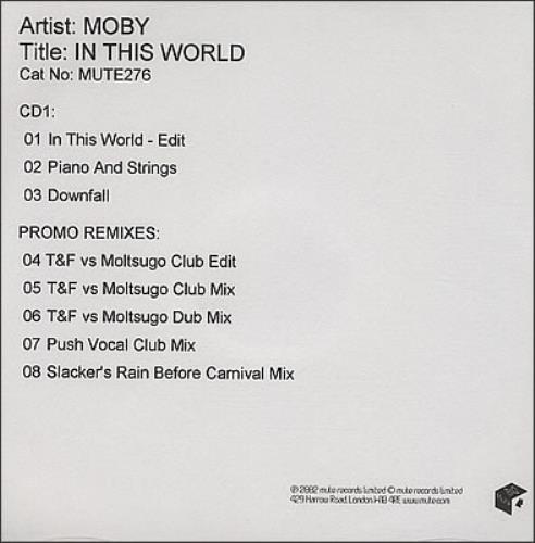 Moby In This World CD single (CD5 / 5") UK MBYC5IN373157