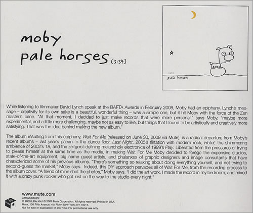 Moby Pale Horses CD single (CD5 / 5") US MBYC5PA479448