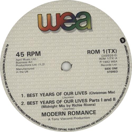 Modern Romance Best Years Of Our Lives (Parts 1 & 2) - 4 tracks + Gold Stamped Sleeve 12" vinyl single (12 inch record / Maxi-single) UK RRM12BE675007