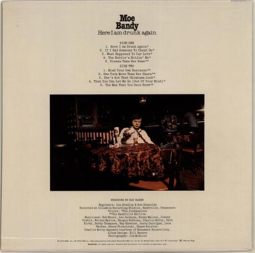 Moe Bandy Here I Am Drunk Again vinyl LP album (LP record) US M0YLPHE699489