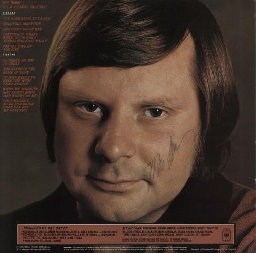 Moe Bandy It's A Cheating Situation - Autographed vinyl LP album (LP record) UK M0YLPIT762567