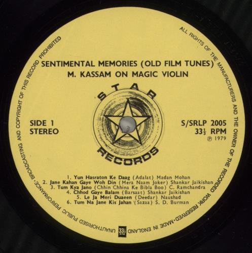 Mohamed Kassam Sentimental Memories: A Selection Of Immortal Film Tunes vinyl LP album (LP record) UK -PLLPSE880758