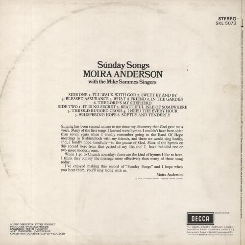 Moira Anderson Sunday Songs vinyl LP album (LP record) UK M15LPSU656776