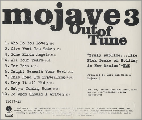 Mojave 3 Out Of Tune CD album (CDLP) US MJ3CDOU455611